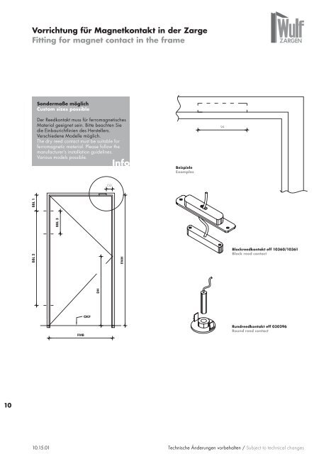 Wulf Zargen Prokuktkatalog Stahlzargen