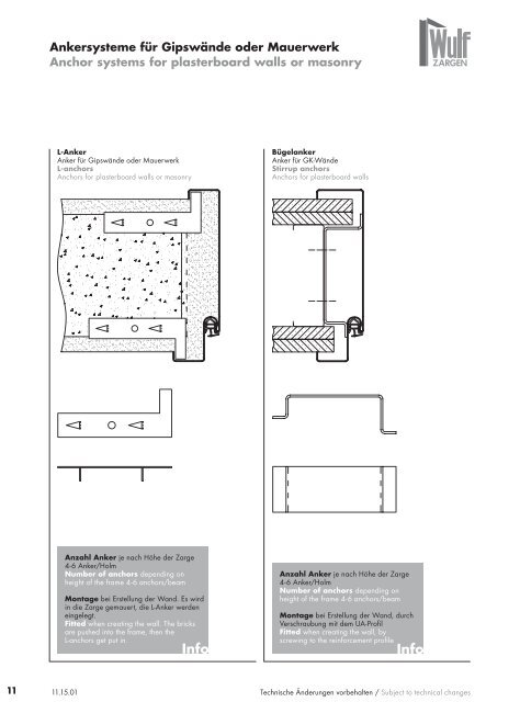 Wulf Zargen Prokuktkatalog Stahlzargen