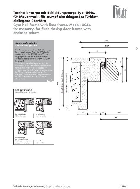 Wulf Zargen Prokuktkatalog Stahlzargen