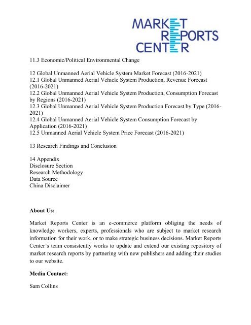 Unmanned Aerial Vehicle System Market Report - Global Industry Analysis, Size, Share and Forecast To 2016: