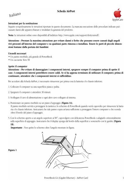 Apple PowerBook G4 (Gigabit Ethernet) - Scheda AirPort - Istruzioni per la sostituzione - PowerBook G4 (Gigabit Ethernet) - Scheda AirPort - Istruzioni per la sostituzione