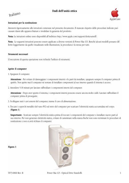 Apple Power Mac G5 (Giugno 2004, Fine 2004, Inizio 2005) - Dadi dell&rsquo;unit&agrave; ottica - Istruzioni per la sostituzione - Power Mac G5 (Giugno 2004, Fine 2004, Inizio 2005) - Dadi dell&rsquo;unit&agrave; ottica - Istruzioni per la sostituzione