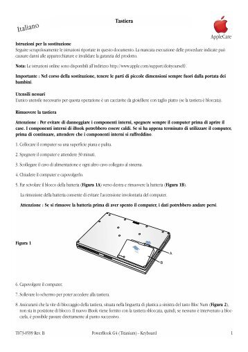 Apple PowerBook G4 - Tastiera - Istruzioni per la sostituzione - PowerBook G4 - Tastiera - Istruzioni per la sostituzione