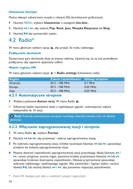 Philips Baladeur audio &agrave; m&eacute;moire flash - Mode d&rsquo;emploi - POL