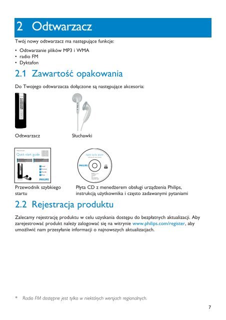 Philips Baladeur audio &agrave; m&eacute;moire flash - Mode d&rsquo;emploi - POL