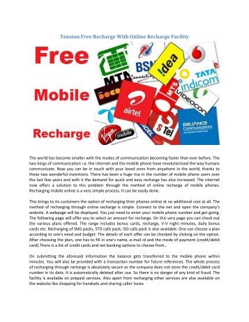 Tension Free Recharge With Online Recharge Facility