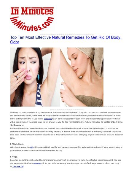 Top Ten Most Effective Natural Remedies To Get Rid Of Body Odor