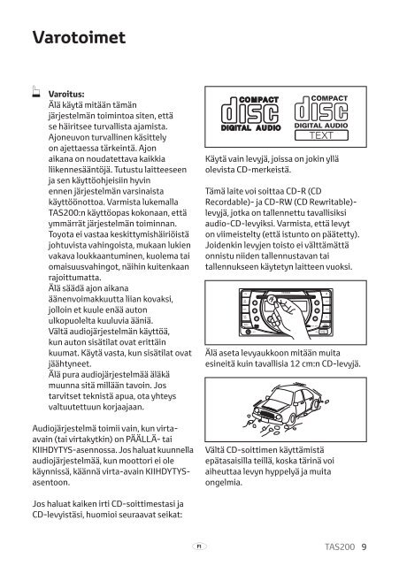 Toyota TAS200 - PZ420-00212-FI - TAS200 (Finnish) - Manuale d'Istruzioni