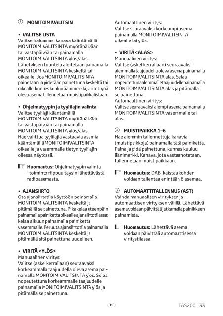 Toyota TAS200 - PZ420-00212-FI - TAS200 (Finnish) - Manuale d'Istruzioni