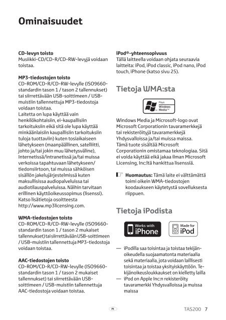 Toyota TAS200 - PZ420-00212-FI - TAS200 (Finnish) - Manuale d'Istruzioni