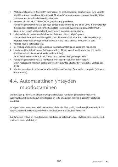 Toyota Bluetooth UIM English Danish Finnish Norwegian Swedish - PZ420-00295-NE - Bluetooth UIM English Danish Finnish Norwegian Swedish - Manuale d'Istruzioni