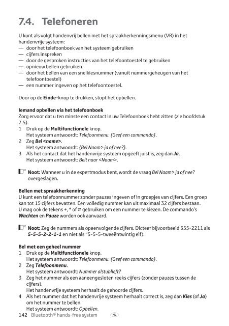 Toyota Bluetooth hands - PZ420-I0290-ME - Bluetooth hands-free system (English French German Dutch Italian) - Manuale d'Istruzioni