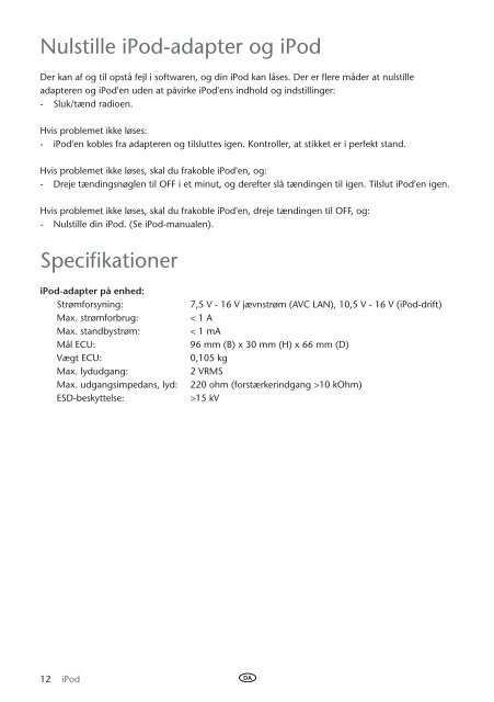 Toyota Ipod Integration Kit Danish, Finnish, Norwegian, Swedish - PZ420-00261-NE - Ipod Integration Kit Danish, Finnish, Norwegian, Swedish - Manuale d'Istruzioni