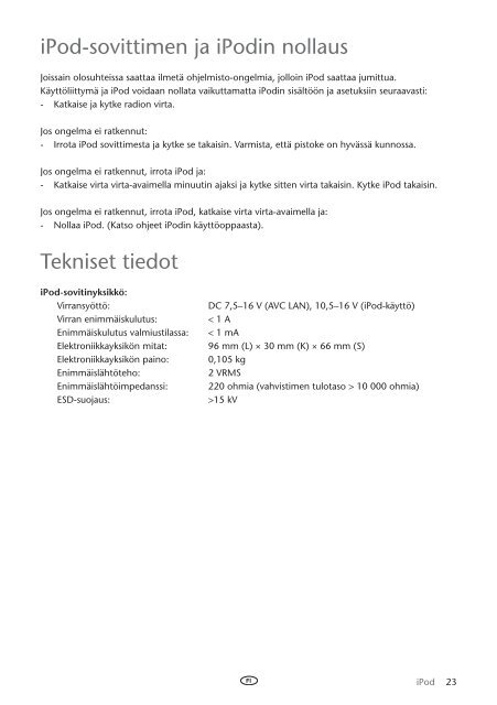 Toyota Ipod Integration Kit Danish, Finnish, Norwegian, Swedish - PZ420-00261-NE - Ipod Integration Kit Danish, Finnish, Norwegian, Swedish - Manuale d'Istruzioni