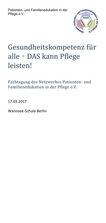 Gesundheitskompetenz fu r alle – DAS kann Pflege leisten!