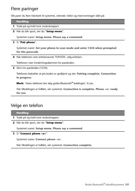 Toyota Bluetooth SWC English Danish Finnish Norwegian Swedish - PZ420-00291-NE - Bluetooth SWC English Danish Finnish Norwegian Swedish - Manuale d'Istruzioni