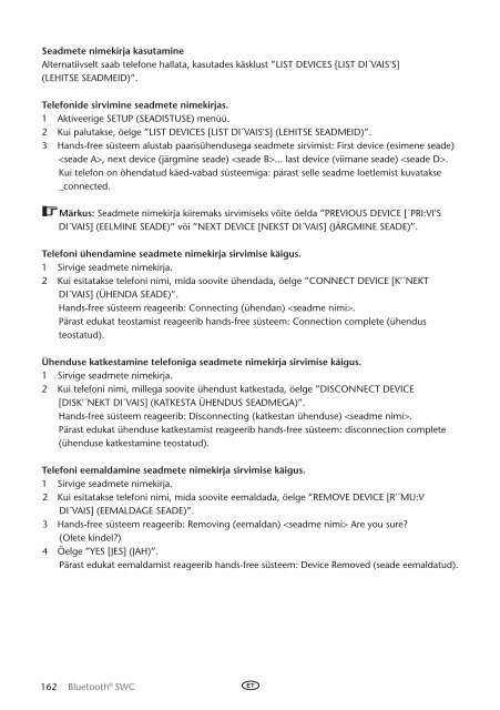 Toyota Bluetooth SWC English Russian Lithuanian Latvian Estonian - PZ420-00296-BE - Bluetooth SWC English Russian Lithuanian Latvian Estonian - Manuale d'Istruzioni