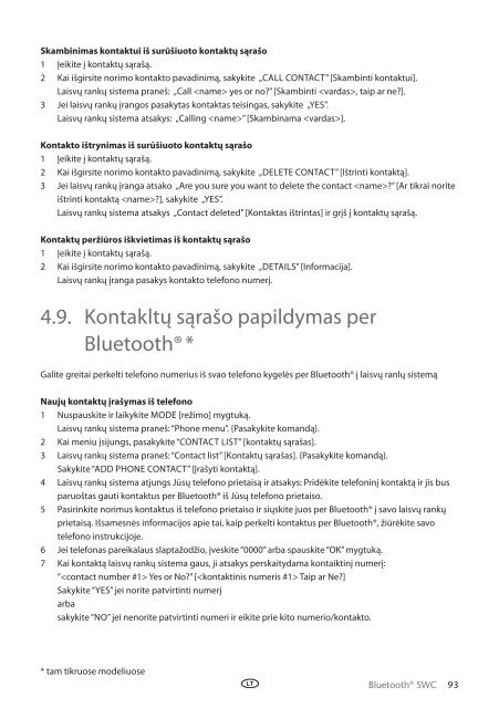 Toyota Bluetooth SWC English Russian Lithuanian Latvian Estonian - PZ420-00296-BE - Bluetooth SWC English Russian Lithuanian Latvian Estonian - Manuale d'Istruzioni