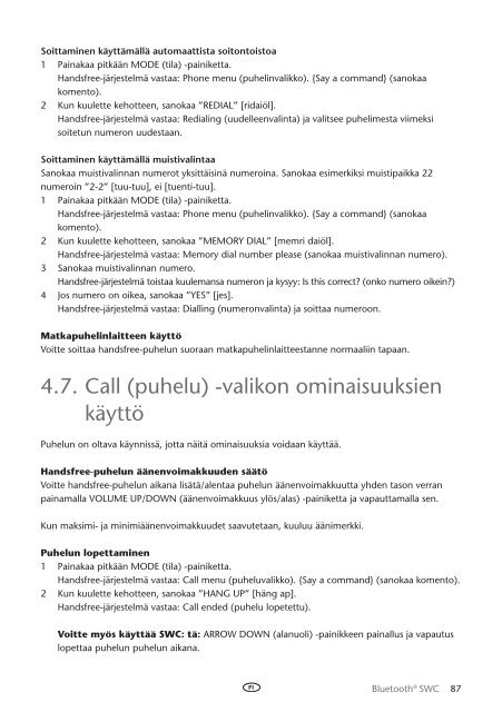 Toyota Bluetooth SWC English Danish Finnish Norwegian Swedish - PZ420-00296-NE - Bluetooth SWC English Danish Finnish Norwegian Swedish - Manuale d'Istruzioni
