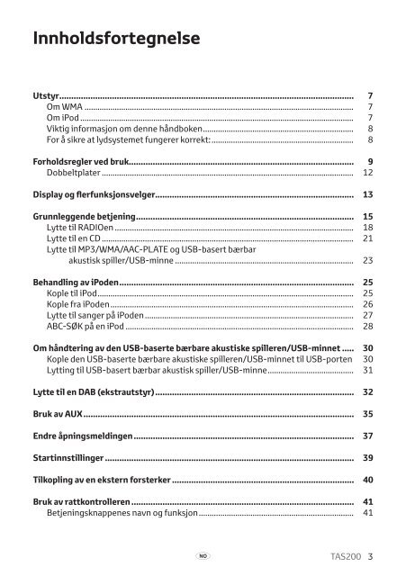 Toyota TAS200 - PZ420-00212-NO - TAS200 (Norwegian) - Manuale d'Istruzioni