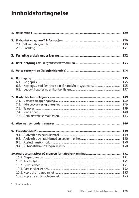 Toyota Bluetooth hands - PZ420-I0291-NE - Bluetooth hands-free system (Danish, English, Finnish, Norwegian, Swedish) - Manuale d'Istruzioni