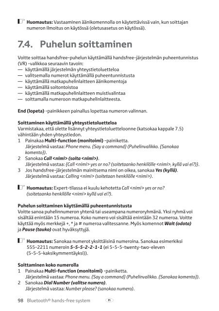 Toyota Bluetooth hands - PZ420-I0291-NE - Bluetooth hands-free system (Danish, English, Finnish, Norwegian, Swedish) - Manuale d'Istruzioni