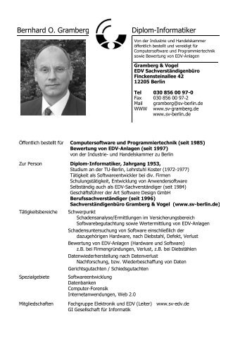 Bernhard O. Gramberg Diplom-Informatiker - Fachgruppe Elektronik ...