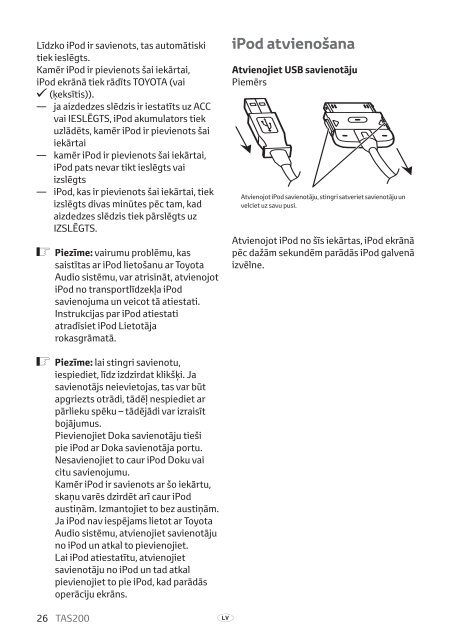 Toyota TAS200 - PZ420-00212-LV - TAS200 (Latvian) - Manuale d'Istruzioni