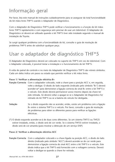 Toyota THF - PZ456-00290-70 - THF-5 diagnostic adapter - Manuale d'Istruzioni