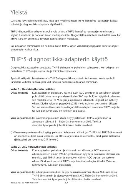 Toyota THF - PZ456-00290-70 - THF-5 diagnostic adapter - Manuale d'Istruzioni