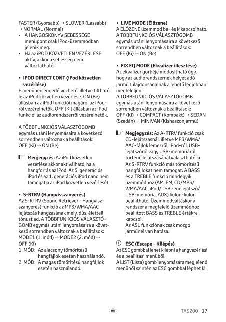 Toyota TAS200 - PZ420-00212-HU - TAS200 (Hungarian) - Manuale d'Istruzioni