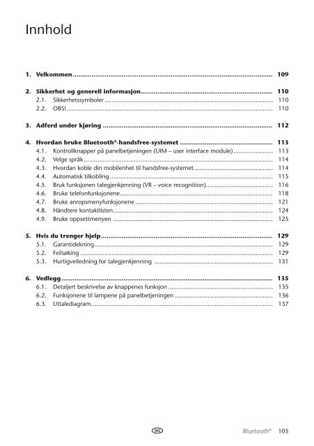 Toyota Bluetooth UIM English Danish Finnish Norwegian Swedish - PZ420-00292-NE - Bluetooth UIM English Danish Finnish Norwegian Swedish - Manuale d'Istruzioni