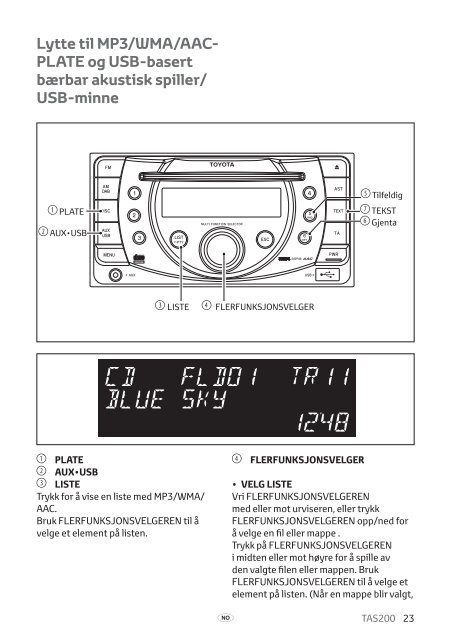 Toyota TAS200 - PZ420-00212-NO - TAS200 (Norwegian) - Manuale d'Istruzioni