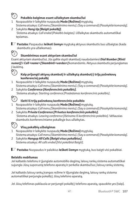 Toyota Bluetooth SWC - PZ420-T0290-BE - Bluetooth SWC (English Russian Lithuanian Latvian Estonian) - Manuale d'Istruzioni