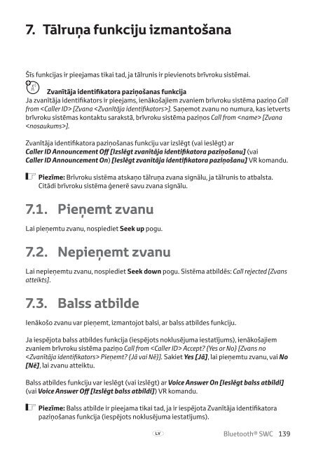 Toyota Bluetooth SWC - PZ420-T0290-BE - Bluetooth SWC (English Russian Lithuanian Latvian Estonian) - Manuale d'Istruzioni