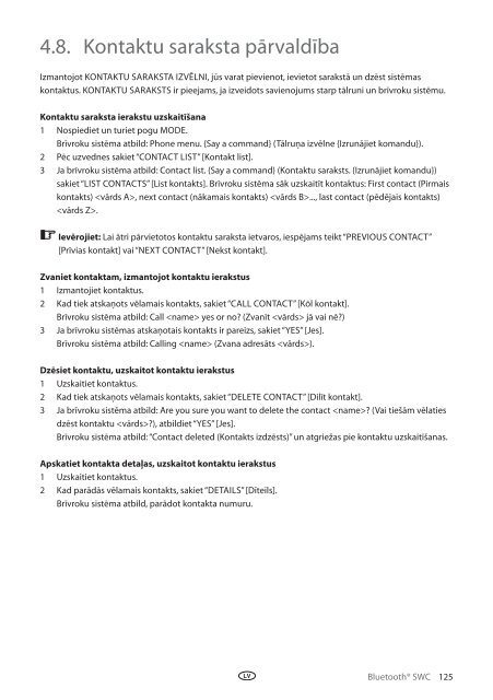 Toyota Bluetooth SWC English Russian Lithuanian Latvian Estonian - PZ420-00296-BE - Bluetooth SWC English Russian Lithuanian Latvian Estonian - Manuale d'Istruzioni