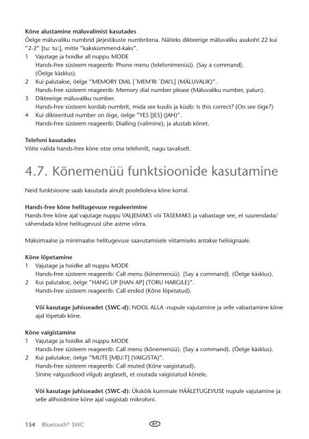 Toyota Bluetooth SWC English Russian Lithuanian Latvian Estonian - PZ420-00296-BE - Bluetooth SWC English Russian Lithuanian Latvian Estonian - Manuale d'Istruzioni