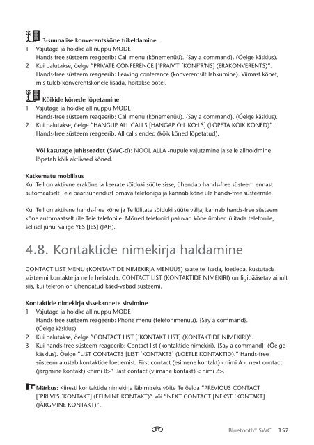 Toyota Bluetooth SWC English Russian Lithuanian Latvian Estonian - PZ420-00296-BE - Bluetooth SWC English Russian Lithuanian Latvian Estonian - Manuale d'Istruzioni