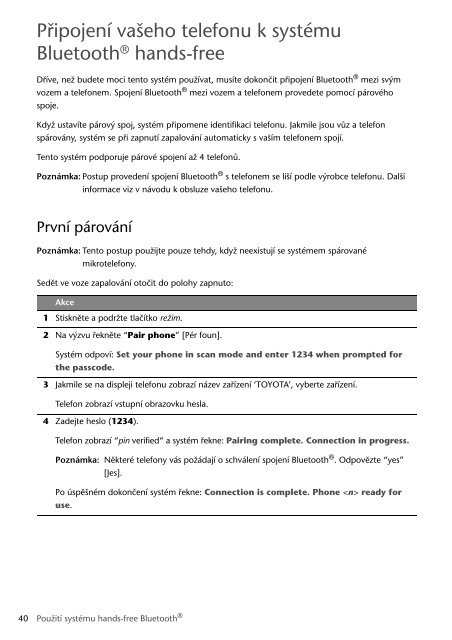 Toyota Bluetooth SWC English Czech Hungarian Polish - PZ420-00291-EE - Bluetooth SWC English Czech Hungarian Polish - Manuale d'Istruzioni