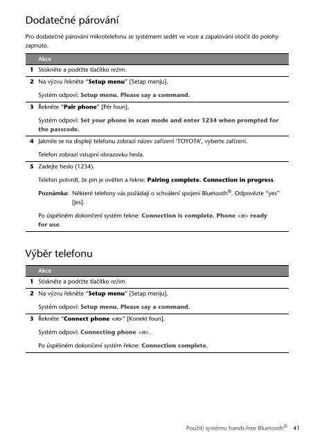 Toyota Bluetooth SWC English Czech Hungarian Polish - PZ420-00291-EE - Bluetooth SWC English Czech Hungarian Polish - Manuale d'Istruzioni