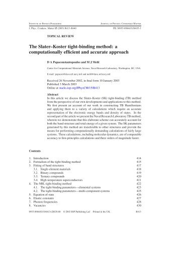 The Slater–Koster tight-binding method: a ... - Cinvestav