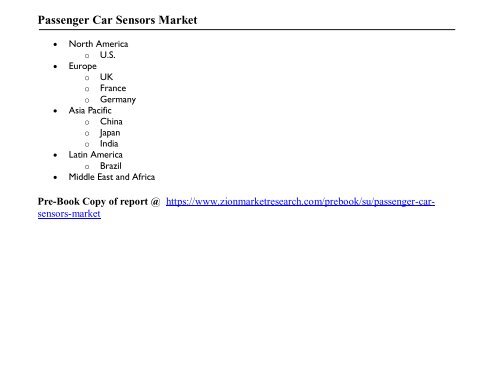 Passenger Car Sensors Market 2015 - 2021