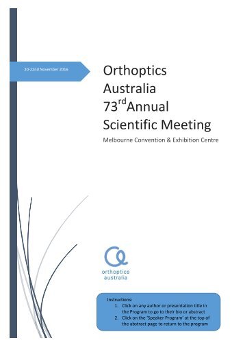 Orthoptics Australia 73 Annual Scientific Meeting