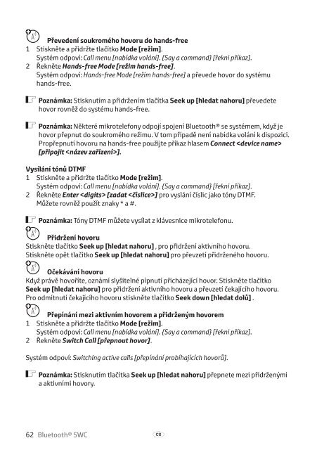 Toyota Bluetooth SWC - PZ420-T0290-EE - Bluetooth SWC (English Czech Hungarian Polish Russian) - Manuale d'Istruzioni