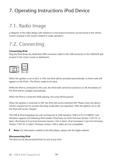 Toyota USB &amp;amp; iPod interface kit - PZ473-00266-00 - USB &amp; iPod interface kit (English, French, German, Dutch, Italian) - Manuale d'Istruzioni