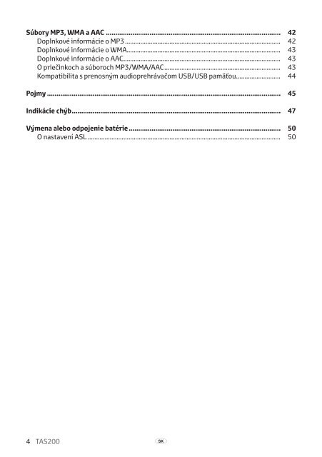 Toyota TAS200 - PZ420-00212-SK - TAS200 (Slovak) - Manuale d'Istruzioni