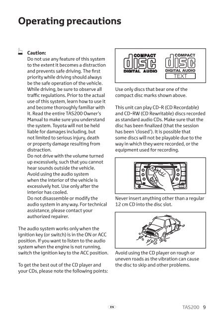 Toyota TAS200 - PZ420-00212-EN - TAS200 (English) - Manuale d'Istruzioni