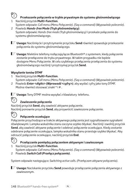 Toyota Bluetooth hands - PZ420-I0290-EE - Bluetooth hands-free system (English Czech Hungarian Polish Russian) - Manuale d'Istruzioni