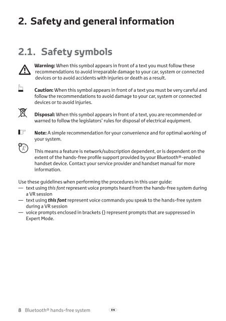 Toyota Bluetooth hands - PZ420-I0290-EE - Bluetooth hands-free system (English Czech Hungarian Polish Russian) - Manuale d'Istruzioni