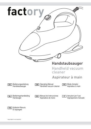 Dirt Devil Factory Handstaubsauger - Bedieungsanleitung Dirt Devil Factory Handstaubsauger M3340